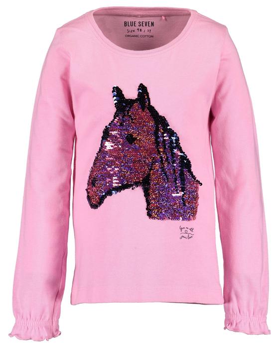Langarmshirt "Pferd" mit Wendepailletten, azalee