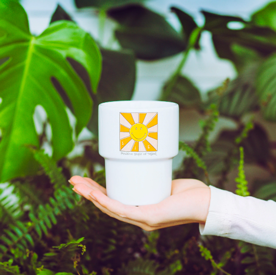 DONKEY Becher POSITIVE STATE OF MIND Smiley Sun- weiß