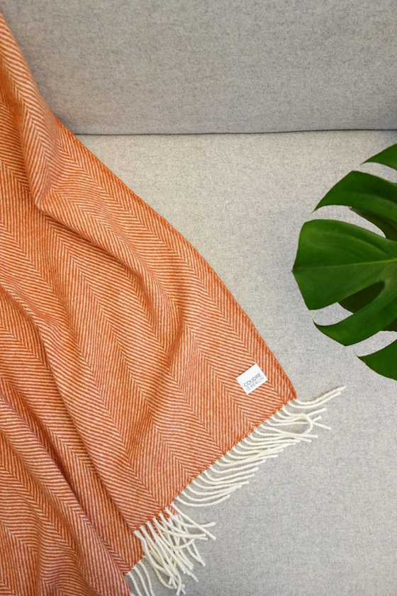 Decke | Wolldecke / Kuscheldecke  Herringbone - Terracotta