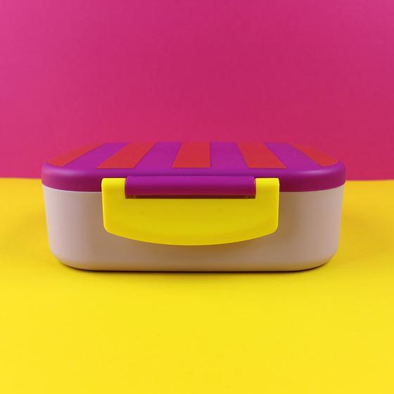 ava&yves Brotdose Lunchbox Stripes Violett Rot-Flieder