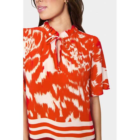 SAINT TROPEZ Blusen Blusen Shirt KhloeSZ 30514031 - gemustert - orange-rot-rose 