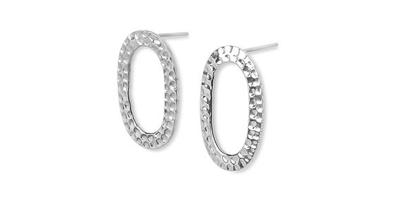 Hammered Oval Ohrstecker Silber