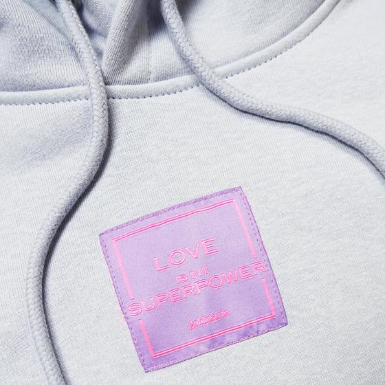goldmarie Hoodie Short LOVE IS MY SUPERPOWER Lila Label - eisblau