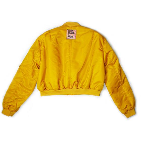 goldmarie Bomberjacke LOVE PEACE MOIN - Leo Label - goldgelb 