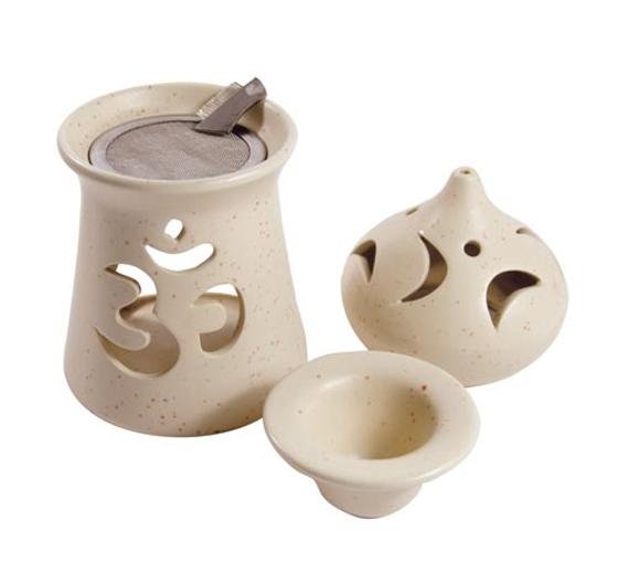 Räucherstövchen aus Ton mit Schale und Sieb