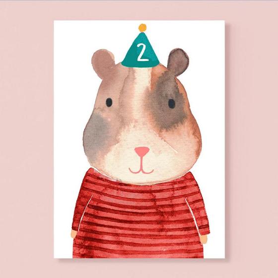 Frau Ottilie Postkarte - 2. Geburtstag Hamster