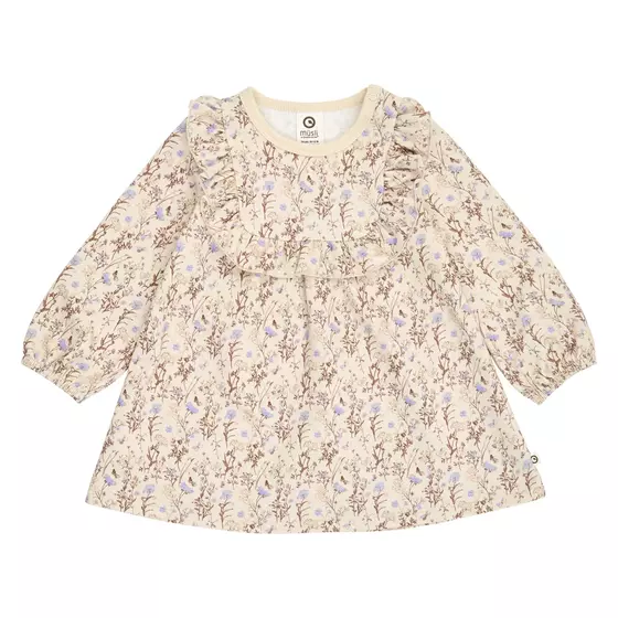 Müsli by Green Cotton Ruffle Langarmkleid Cornflower Oak Mauve