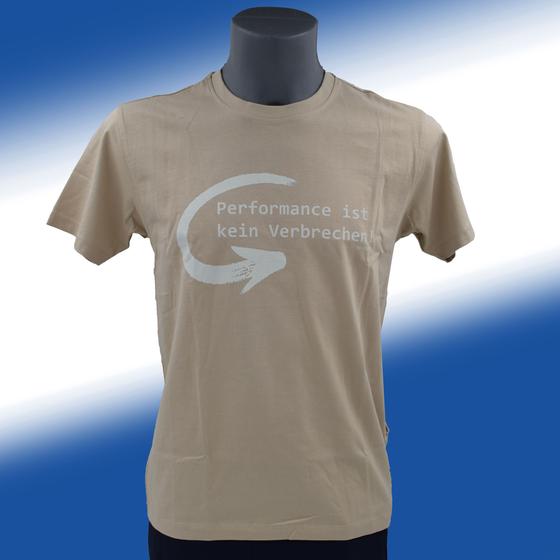 T-Shirt "Performance ist kein Verbrechen", Brustseite