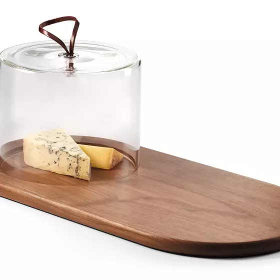 Brett | Käse Brett mit einer Glasglocke aus Walnußholz