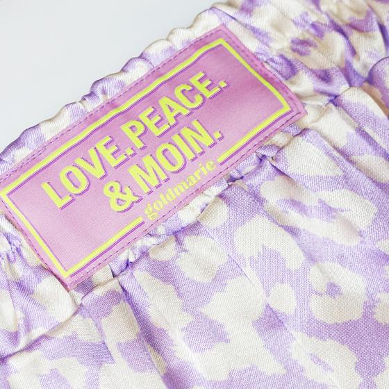 goldmarie Hose LOVE PEACE MOIN lilac Neon Label - Leo Muster - lavendel-creme