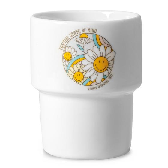 DONKEY Becher POSITIVE STATE OF MIND Smiley Blumen - weiß