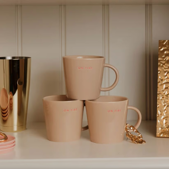 VONDELS Keramik Tasse ON FIRE - beige - 350ml - 2er Set