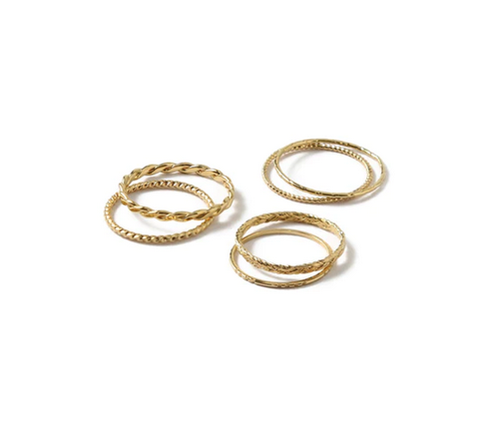 ORELIA Ringe 6er Set ORE25250 Messing vergoldet