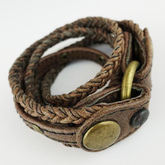 goldmarie Wickelarmband STRINGS Leder vintage dunkelbraun kupfer
