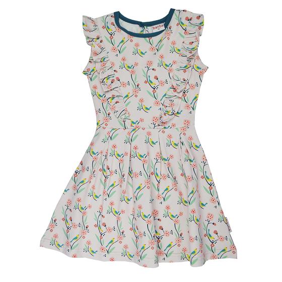 Jerseykleid "Birds" mit Rüschen, Biobaumwolle
