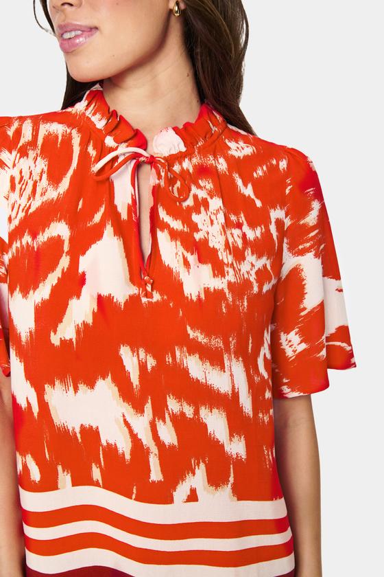 SAINT TROPEZ Blusen Blusen Shirt KhloeSZ 30514031 - gemustert - orange-rot-rose 
