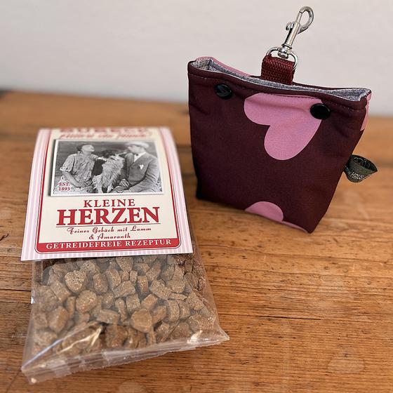 Leckerlibeutel Herzchen weinrot + Bubeck Kleine Herzen