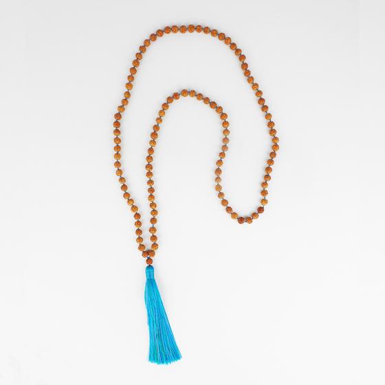goldmarie Kette BALI BABE mit Fransenbommel braun-hellblau 