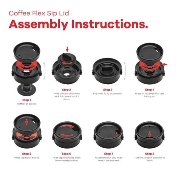 Hydro Flask 12OZ Black, 305 ml, Flex Kappe für Kaffee oder Tee