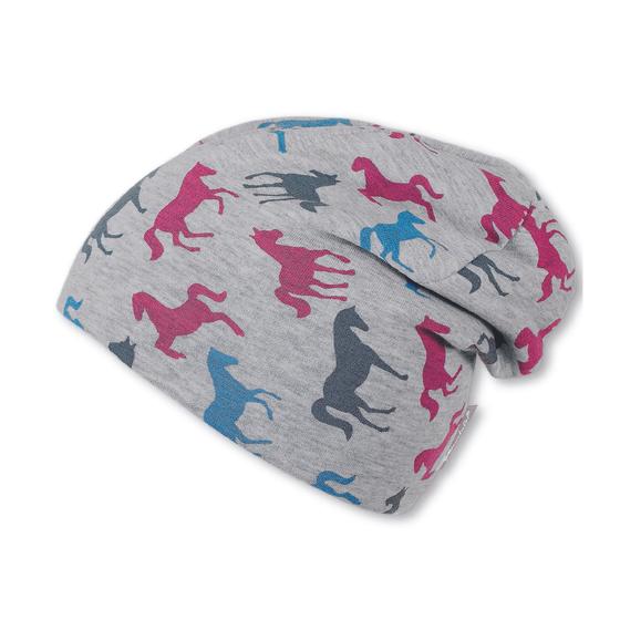 Slouch-Beanie "Pferde" mit Baumwollfleece-Futter