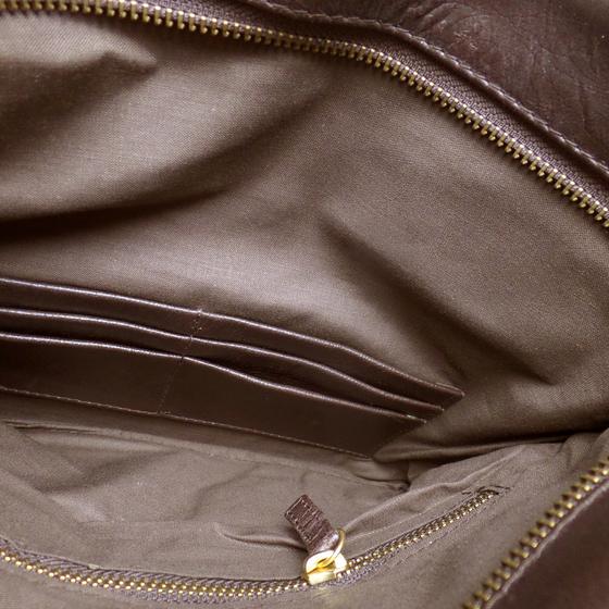 goldmarie Handtasche DREIECK Muster Leder dunkelbraun-gold 29x15cm