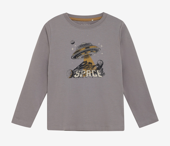 Langarmshirt "Space", Baumwolle, stein