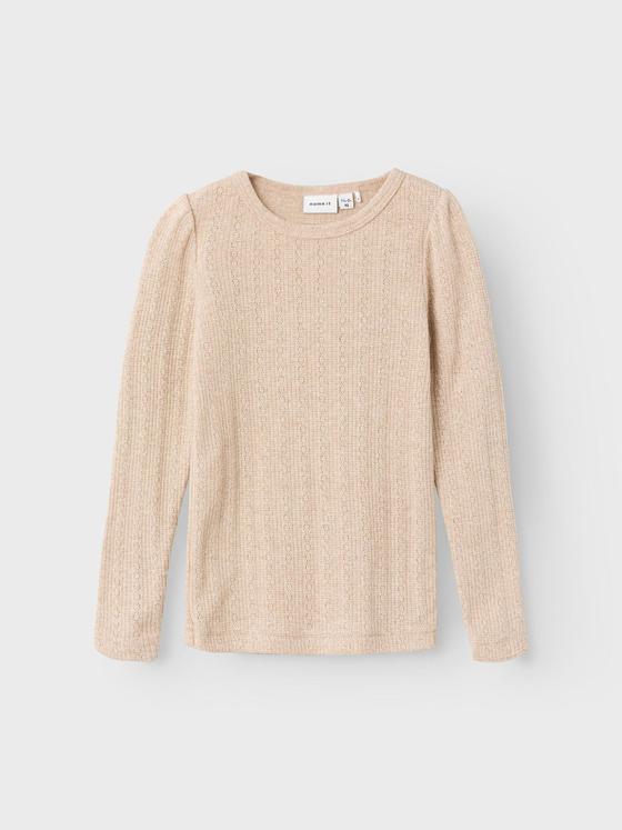 Name It Langarmshirt Glitzer Oxford Tan
