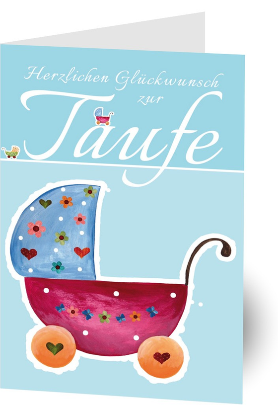 Klappkarte "Herzlichen Glückwunsch zur Taufe", hellblau