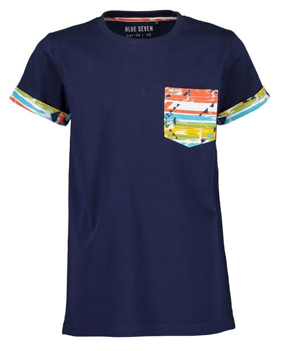 T-Shirt mit Umschlag, reine Baumwolle, dunkelblau