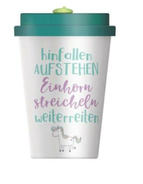 Becher | Trinkbecher to Go / Happy Bamboo  - Einhorn streicheln
