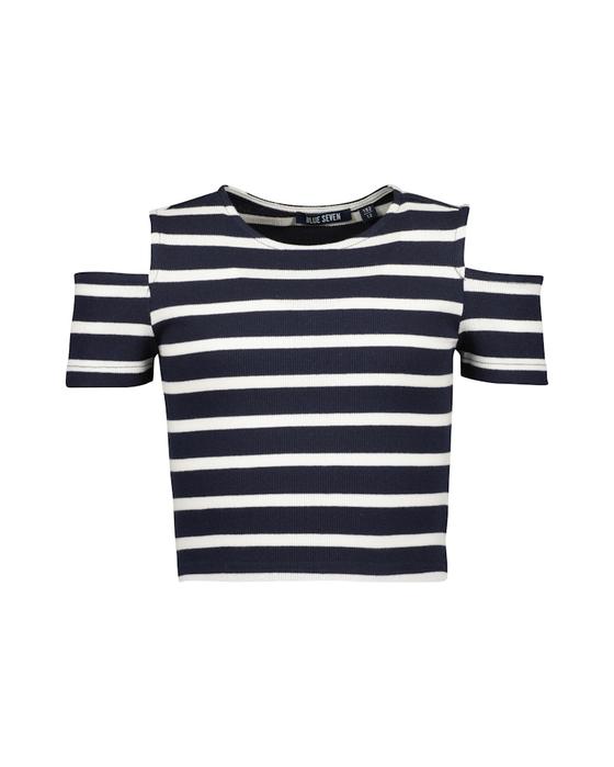 Schulterfreies T-Shirt, bauchfrei, dunkelblau