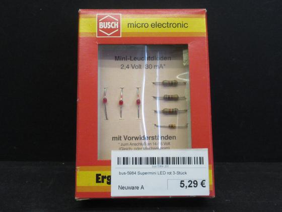 Busch 5984 Supermini LED rot 3-Stück Vorwiderständen Spur H0 + N OVP