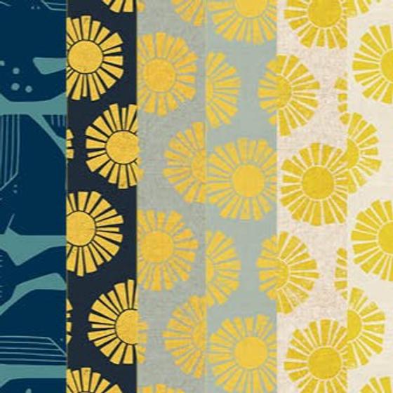 By the Seaside II von Cotton + Steel mit Grumpy Whales und Sonnen-Canvas, Design von Loes van Oosten.