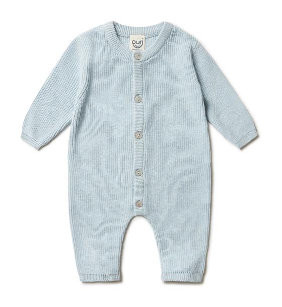 Puri Organic Overall Perlfangstrick Hellblau