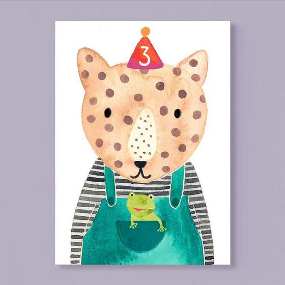 Frau Ottilie Postkarte - 3. Geburtstag Leopard