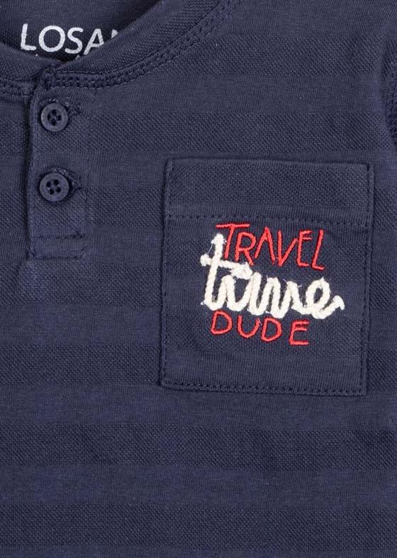 Langarmshirt "Travel Dude" mit Knöpfen