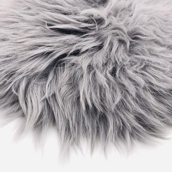 Sitzkissen Lammfell, rund, grau