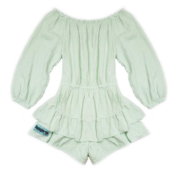 goldmarie Jumpsuit kurz LOVE PEACE MOIN Leo Label - pistazie 