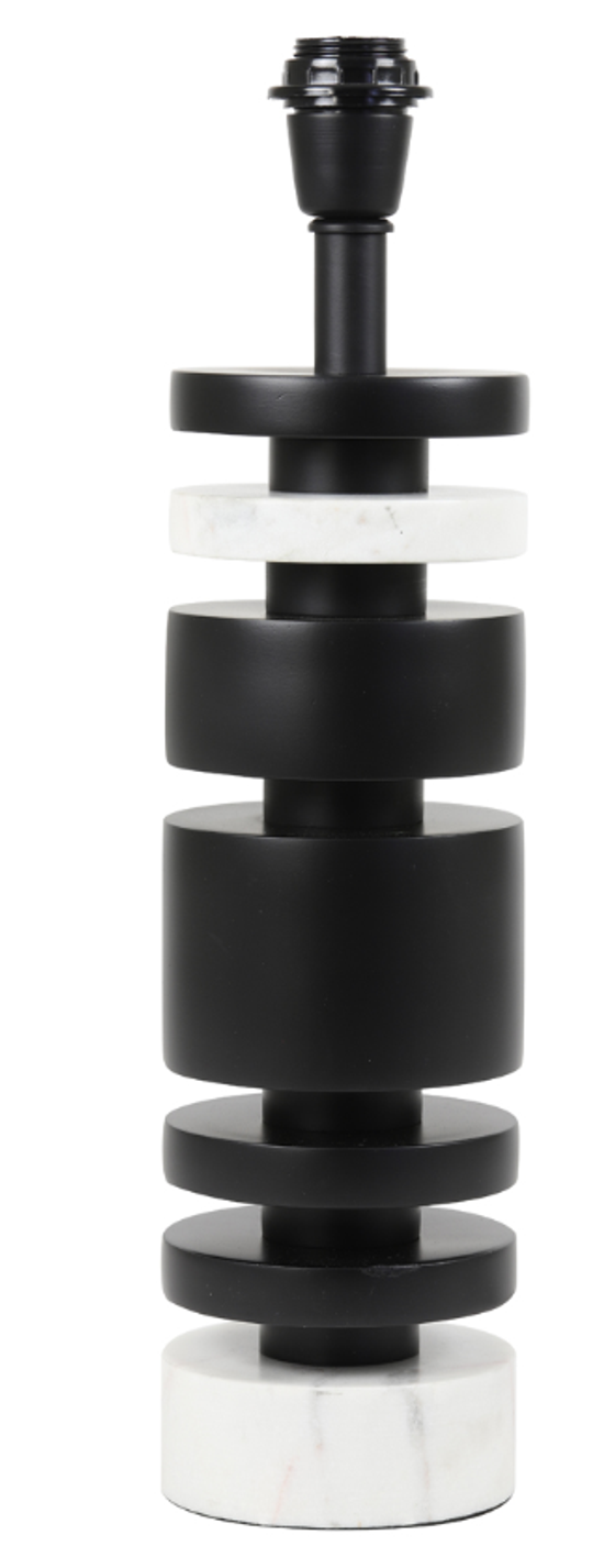 Lampe | Tischleuchte / Lampenfuß Tunda Marmor - weiß / matt schwarz