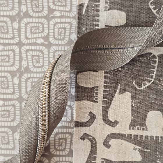 Endlos Reißverschluss greige Altmessing metallisiert für Taschen nähen Made in Germany