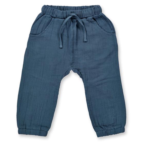 Musselin-Hose, Biobaumwolle, GOTS-zertifiziert, blue-grey