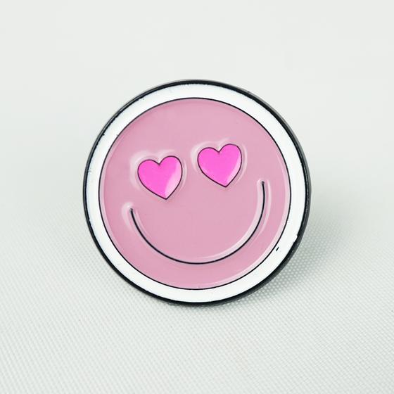 goldmarie SMILEY Pin mit Herzen - altrosa-pink - 2,5cm
