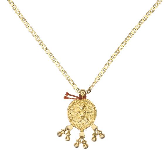 Lange Oldschool Chain mit Dancing Shiva, Gold