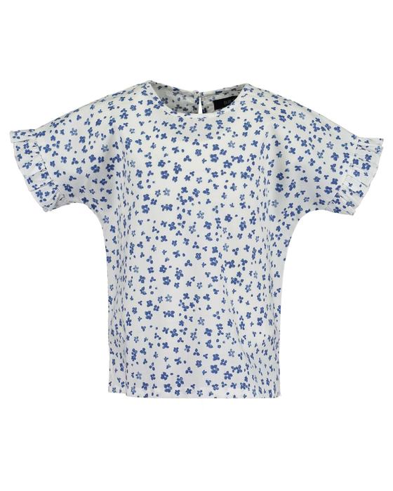 Bluse mit Blümchen, weiß, reine Baumwolle