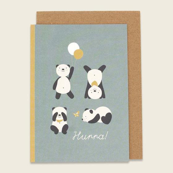 ava&yves Klappkarte - Pandas Hurra Mint 