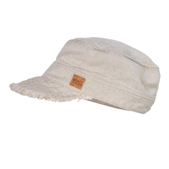 Tellercap, Leinen-Baumwoll-Mix, UV 50+, beige