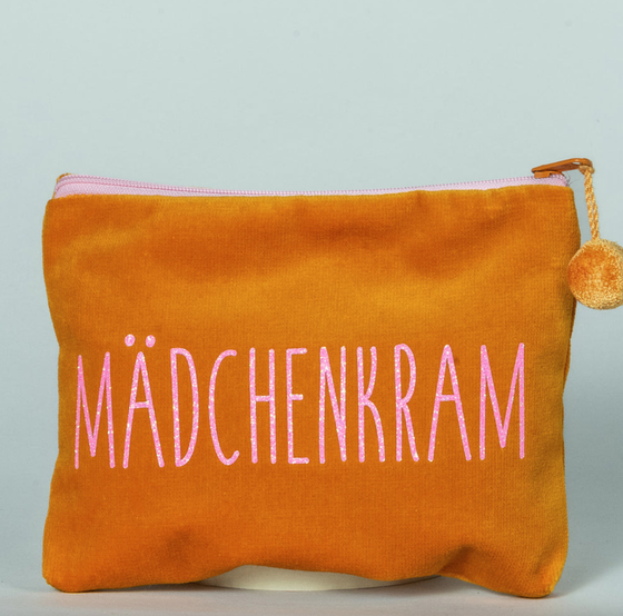 Frau Heidelberg Kosmetiktasche MÄDCHENKRAM - orange-pink glitzer - 18x14cm 