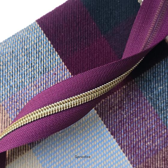 Endlos Reißverschluss pflaume altmessing metallisiert für Taschen nähen Made in Germany