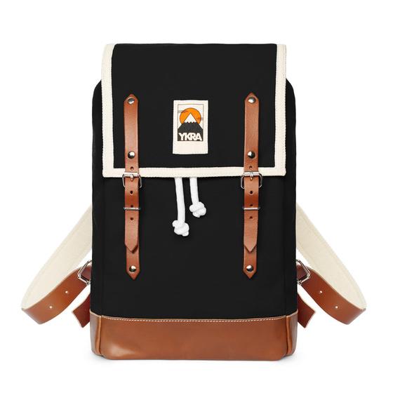 Ykra Matra Black Leather Strap and Bottom Backpack