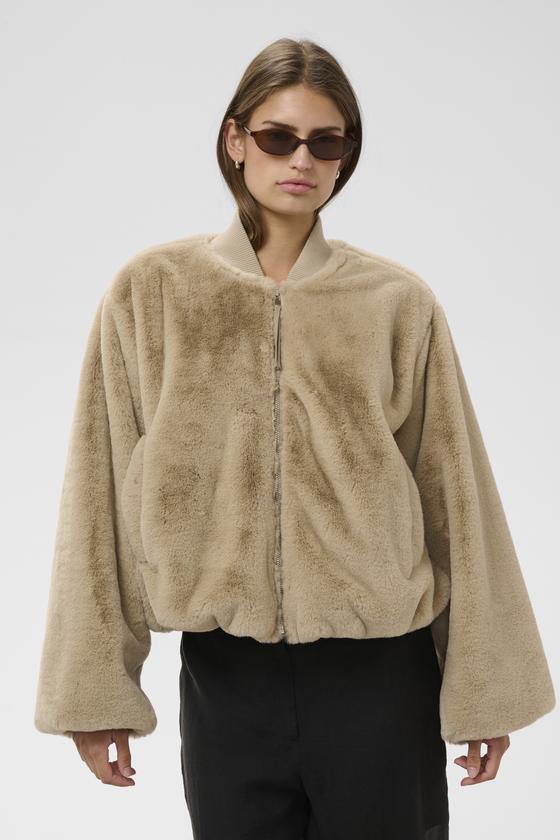 SOAKED Bomber Jacke Teddyfell SLEstacia 30409253 - grau-beige